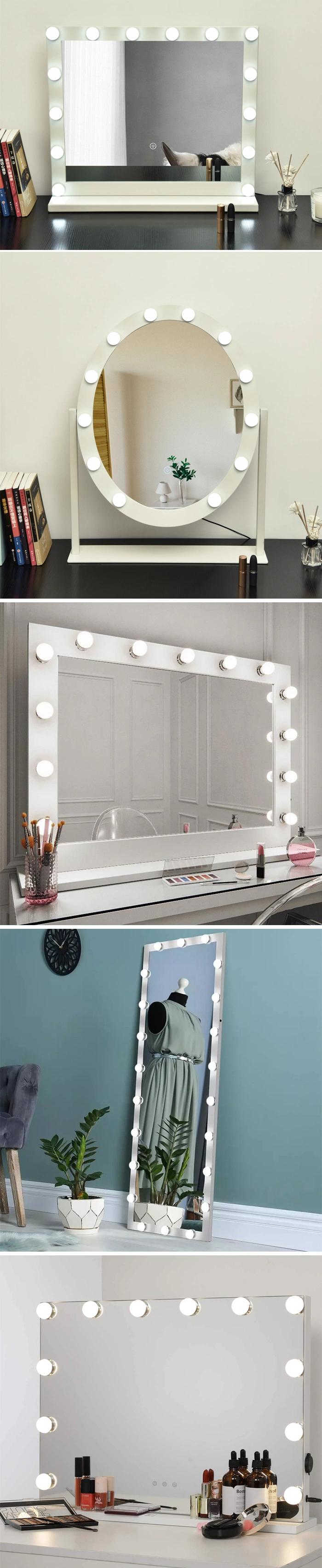 Ortonbath Vanity Mirror with Lights Hollywood Lighted Makeup Mirror with 15 Dimmable LED Bulbs for Dressing Room & Bedroom Tabletop or Wall-Mounted Mirror