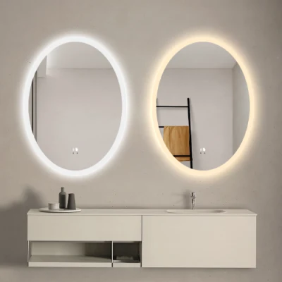 Beleuchteter ovaler Wandspiegel, intelligenter Badezimmerspiegel, Bewertung: Dimmbares LED-Licht